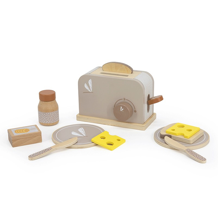 Kitchen Pretend Play Wooden Toaster Toy Set For Kids