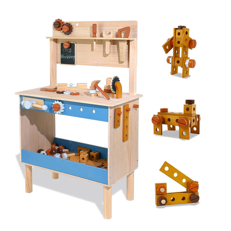Kids Preschool Play Wooden Toy Workbench