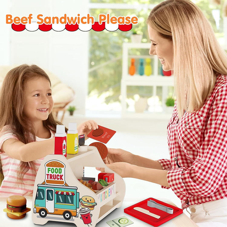 Sandwich Counter Wooden Pretend Play Store Food Toys