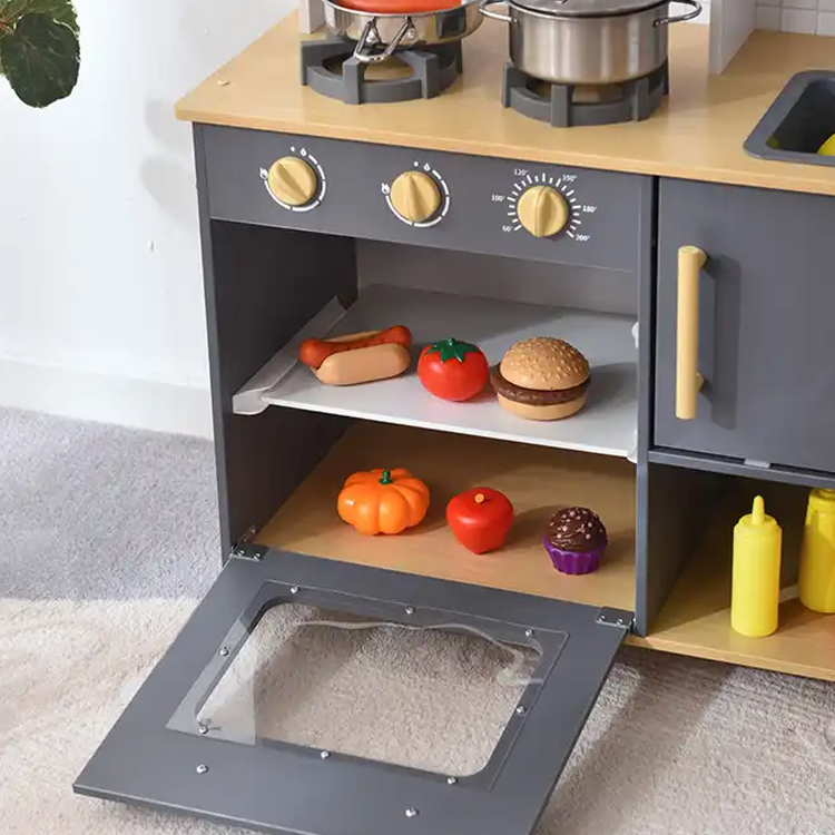 Kids Miniature Wooden Kitchen Toy with Light Sound