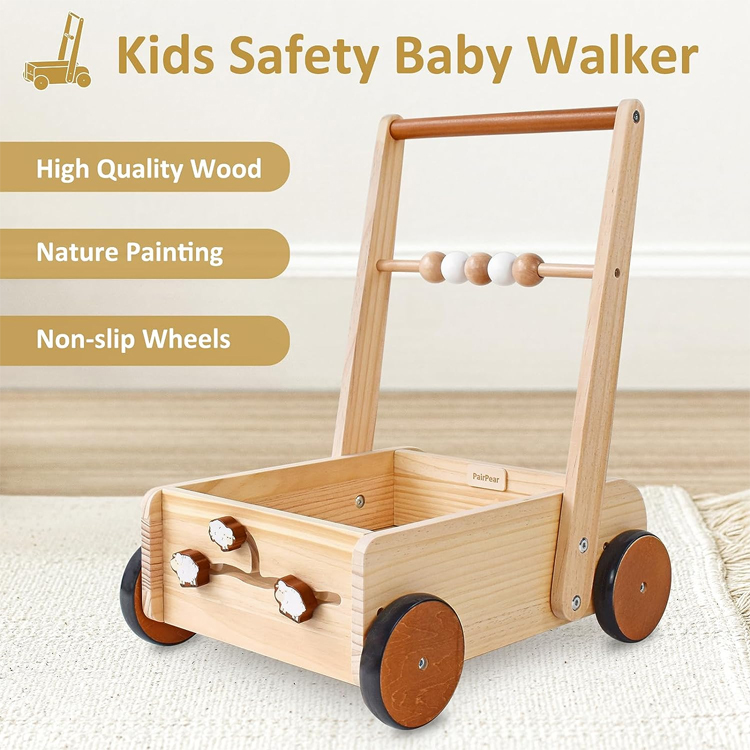 Adjustable Speed Wooden Baby Walker Push Toys