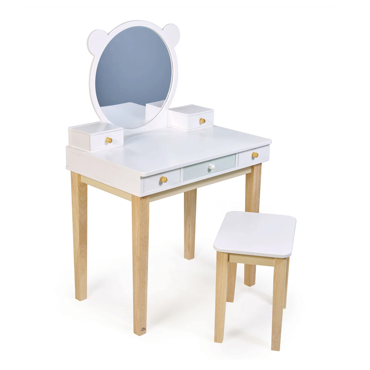 Girs White Wooden Makeup Table with Chair