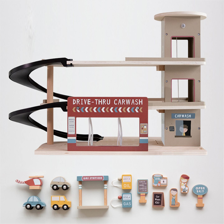 Construction Wooden Parking Garage Toy for Kids