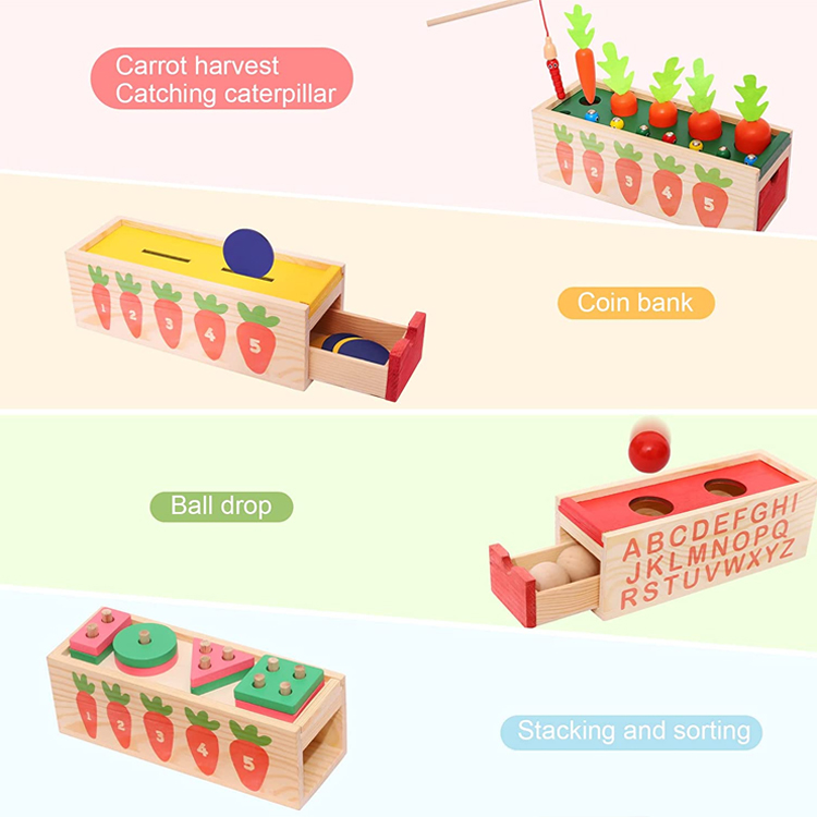 5 in 1 Busy Box Wooden Montessori Toys for 2+ Year Old